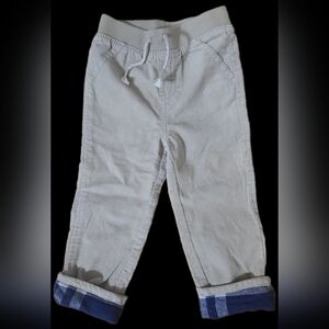 2T Corduroy Pants With Blue Plaid Cuffs